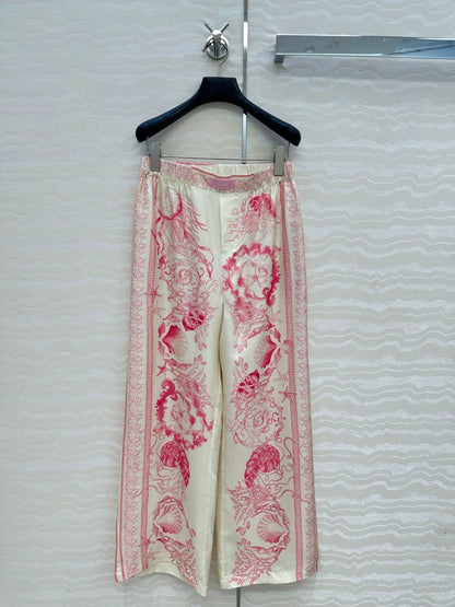 Ve 25 New Positioning Printed Silk Wide Leg Straight Leg Pants