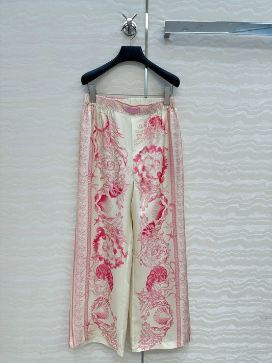 Ve 25 New Positioning Printed Silk Wide Leg Straight Leg Pants