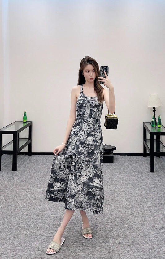 D 25 Belt-printed slip dress