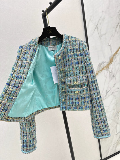 C 25 New fall/winter peacock blue woven jacket
