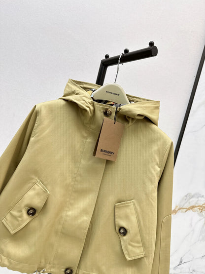 Bru 25 Classic Hooded Cropped Trench Coat