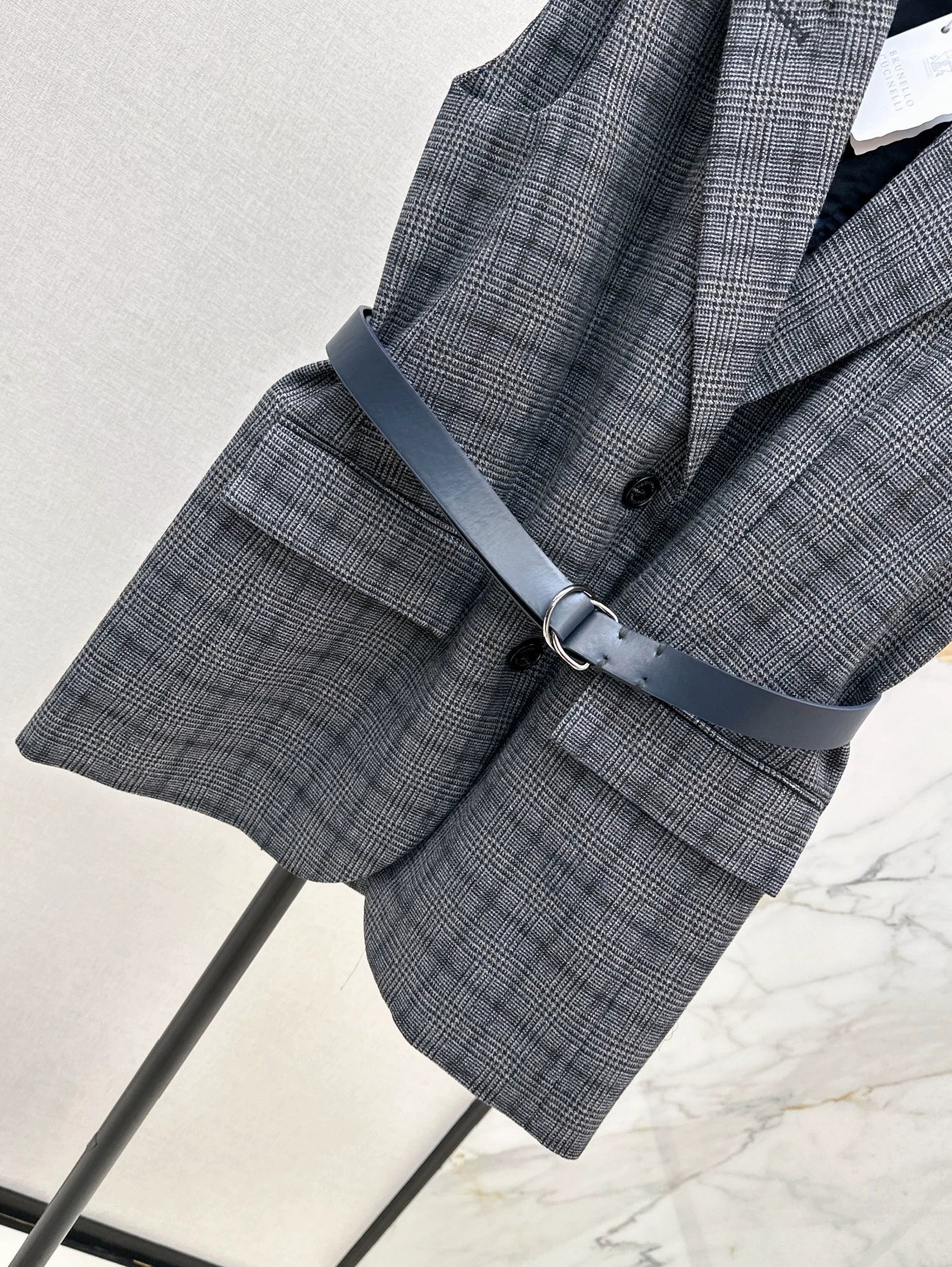 Bru 25 Blue plaid suit vest