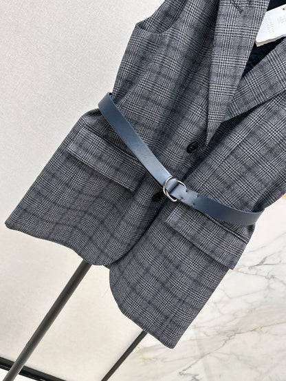 Bru 25 Blue plaid suit vest