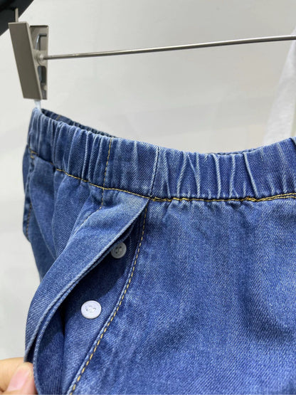 M 24 Dark blue soft denim shorts