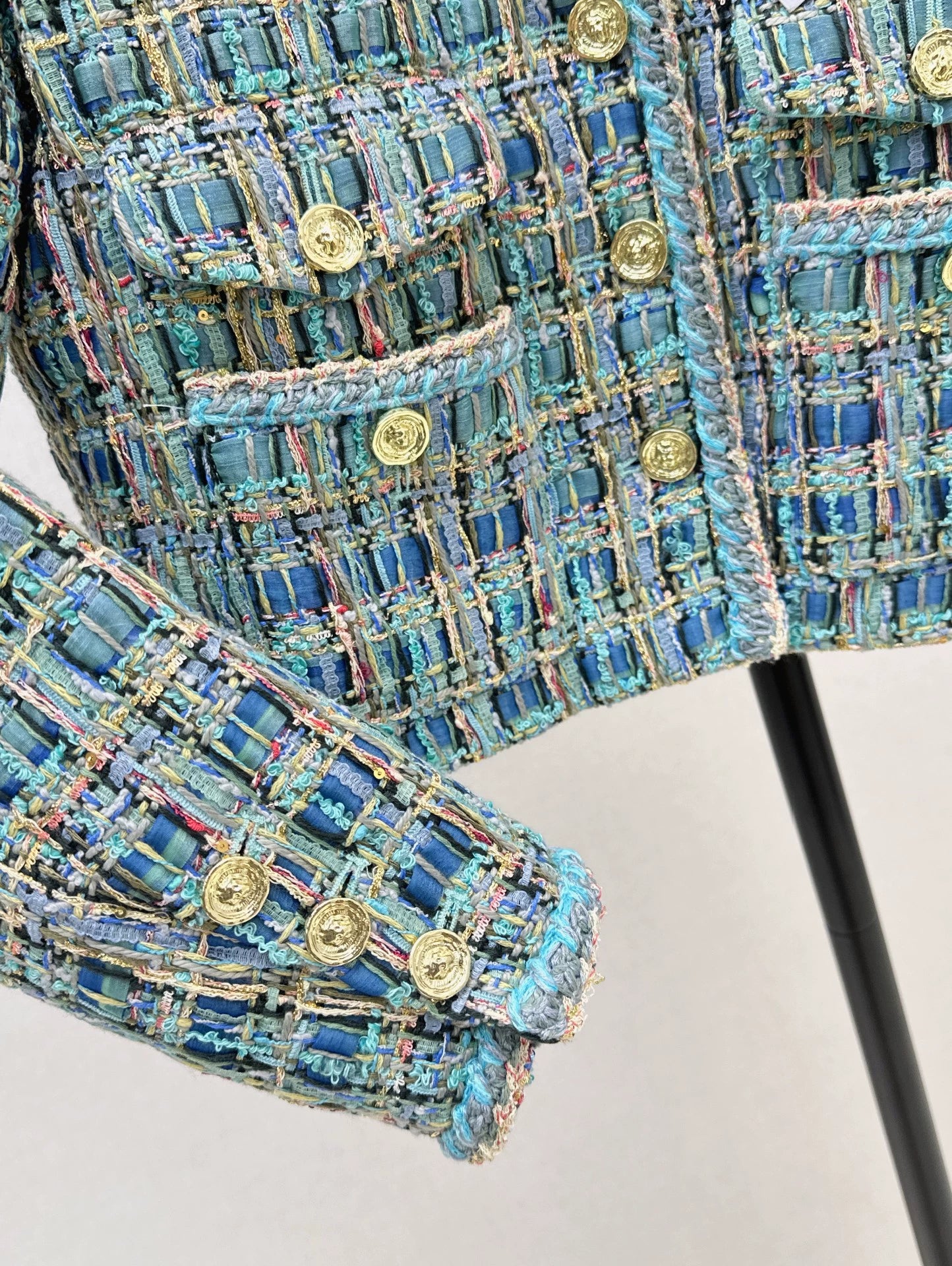 C 25 New fall/winter peacock blue woven jacket