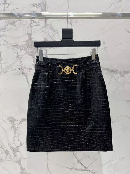 Ve 25 new crocodile pattern leather skirt