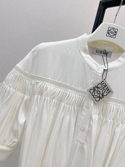 Lo 25 Spring/Summer Openwork Embroidery Patchwork Cotton Linen Dress