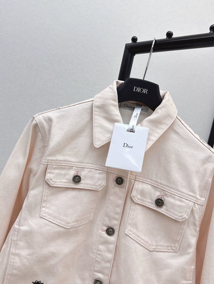 D 25Ss Early Fall New Back Print Denim Jacket（white green pink）
