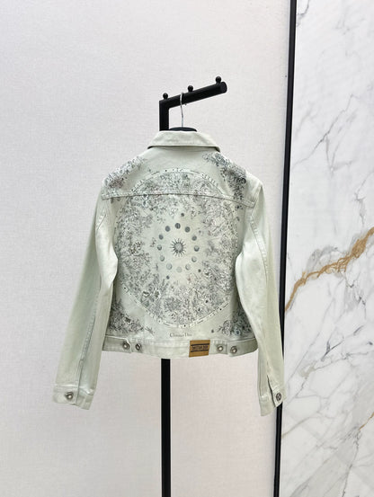 D 25Ss Early Fall New Back Print Denim Jacket（white green pink）