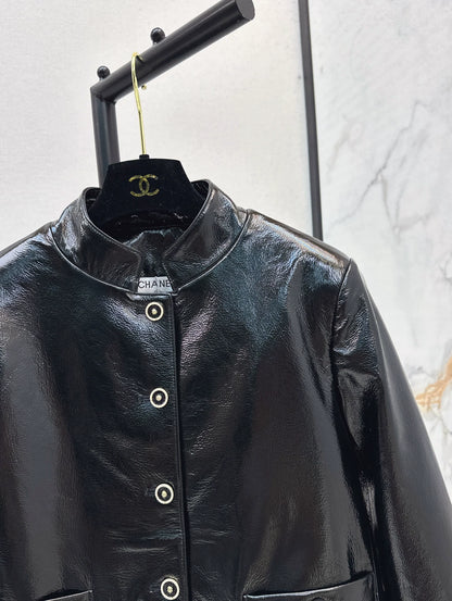 C 25 Premium Handcrafted Collection Genuine Leather Stand Collar Jacket