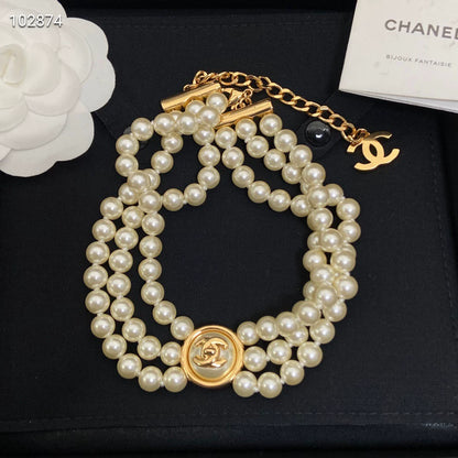 C Palace style three-layer pearl necklace