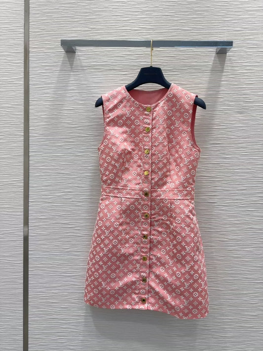 L 25 New jacquard single-breasted sleeveless dress