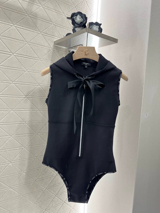 C 25 New Hooded Zipper One-piece Tankini Swimsuit