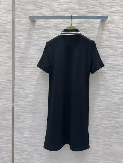 G 25 New Striped Lapel Short Sleeve Polo Dress