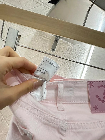 C 25 New Hollow Embroidery Micro Jeans