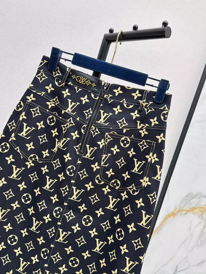 L 25 Spring/Summer New Old Flower Denim Half-body Skirt