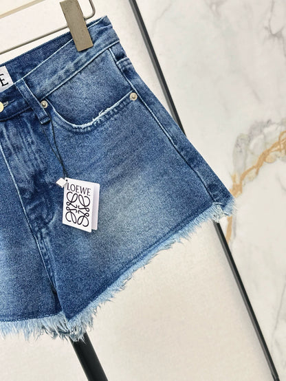 LO 25 Spring and Summer New Vintage Raw Edge Ultra Short Denim Shorts