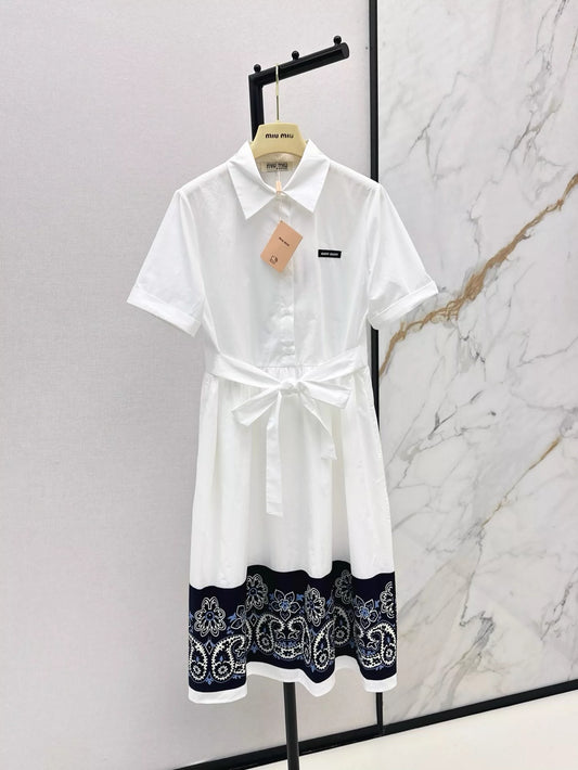 M 25 Spring/Summer Newest Hem Printed Belted Dresses