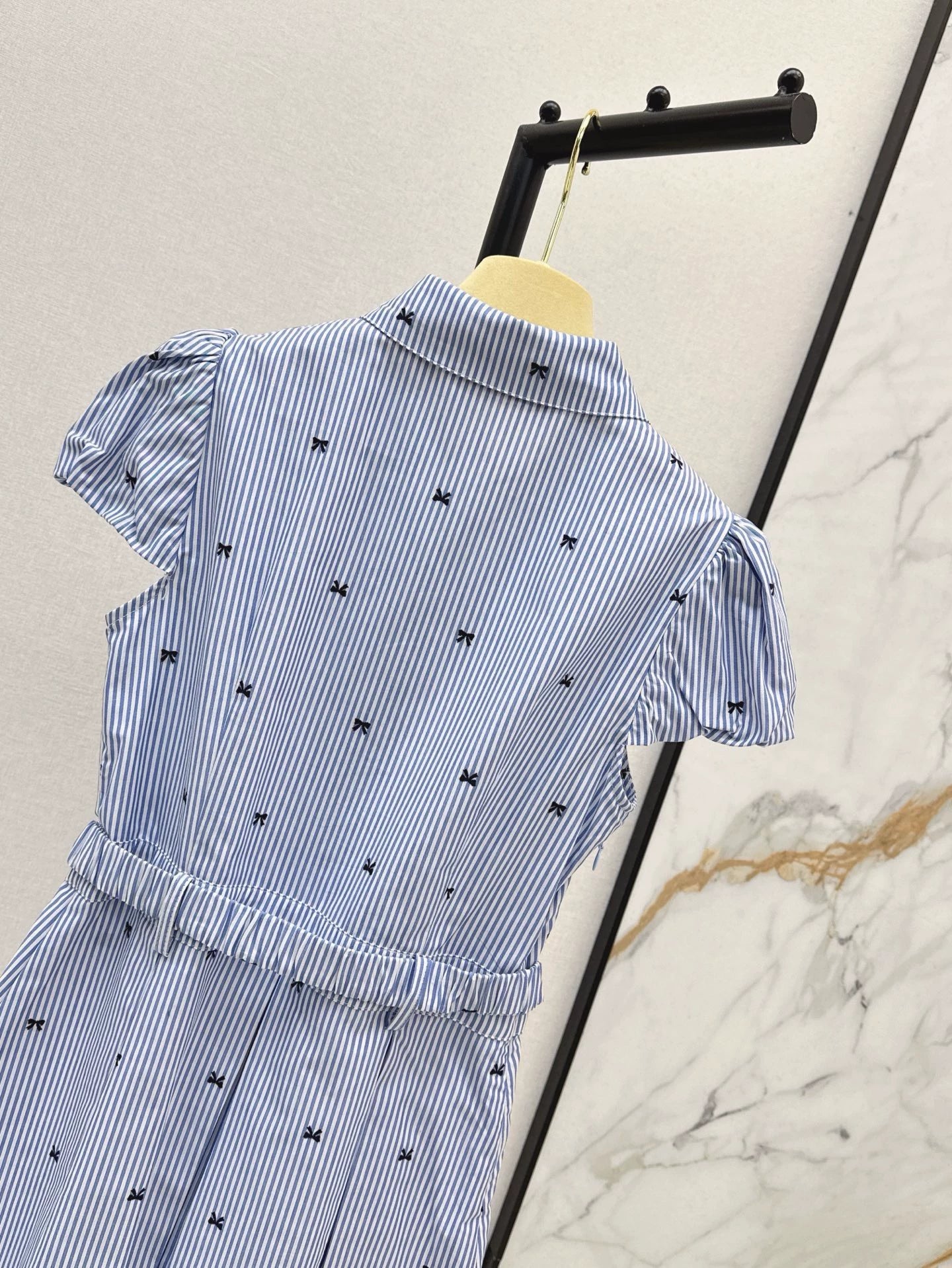 M 25 Spring/Summer Latest Bow Tic Tac Toe Patterned Shirt Dresses