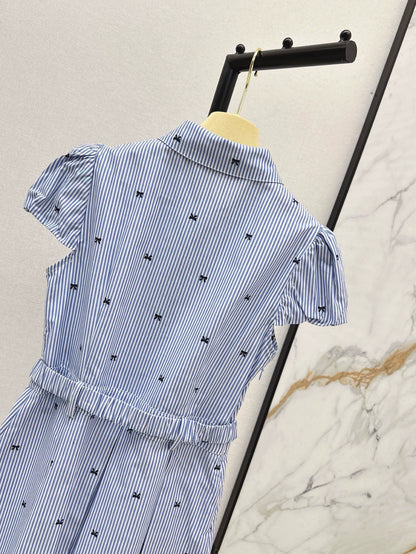 M 25 Spring/Summer Latest Bow Tic Tac Toe Patterned Shirt Dresses