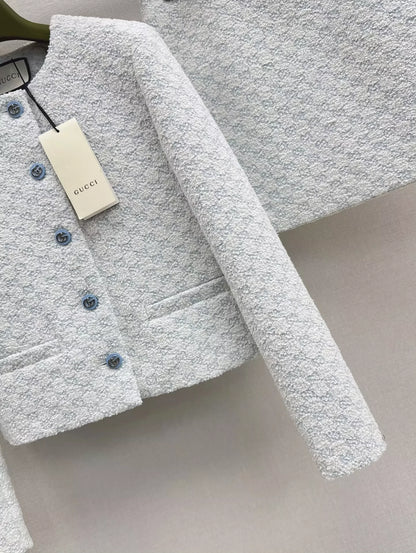 G 25 Autumn and Winter New Lady Temperament Suit Braided Round Neck Jacket + Skirt Suit