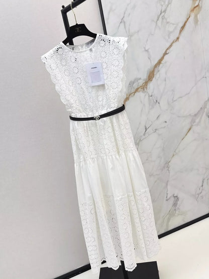 C 25 spring and summer new skeleton splicing sleeveless dress