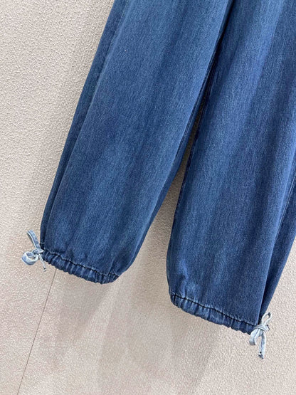 C 25B High-end Handicraft Series New Washed Gradient Lace-up Jeans