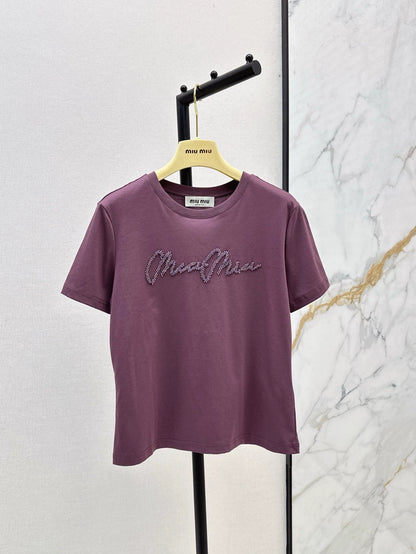 M 25 spring and summer new beaded short-sleeved T-shirt