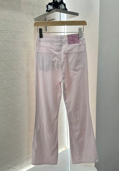 C 25 New Hollow Embroidery Micro Jeans