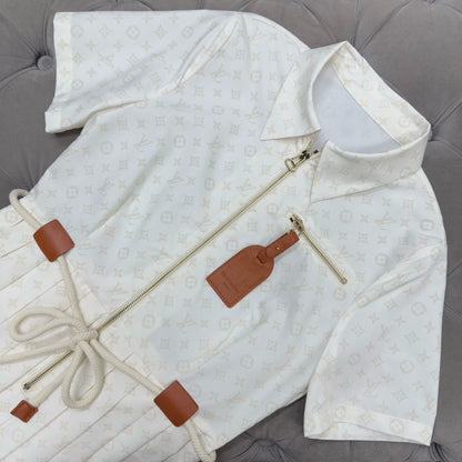 L 25 New Colorblock Checkerboard Zipper Dresses