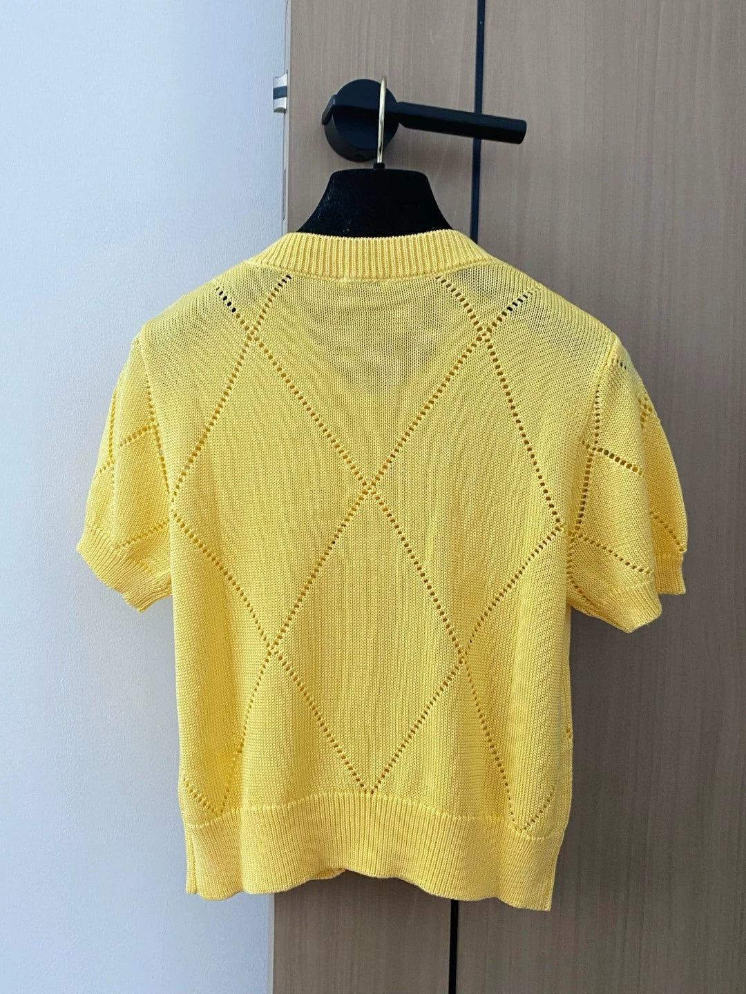 LO 25 new embroidery hollow single-breasted round neck short-sleeved knit cardigan