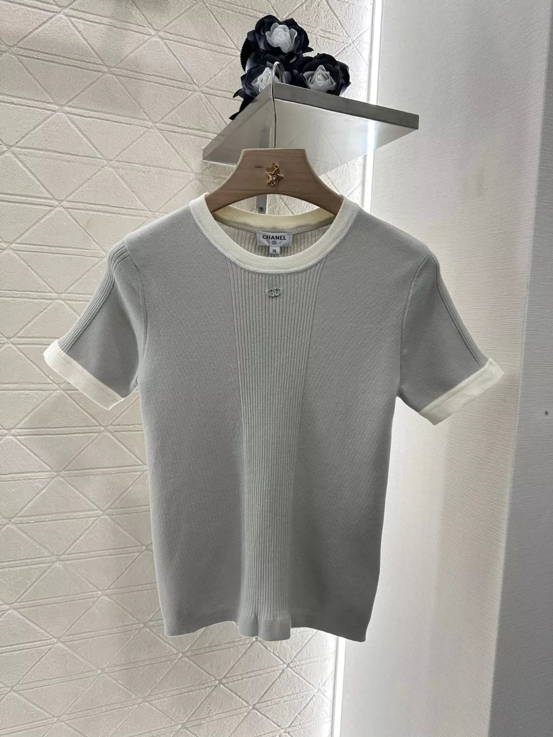 C 25 spring and summer new Slim knit short-sleeved top
