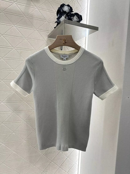 C 25 spring and summer new Slim knit short-sleeved top
