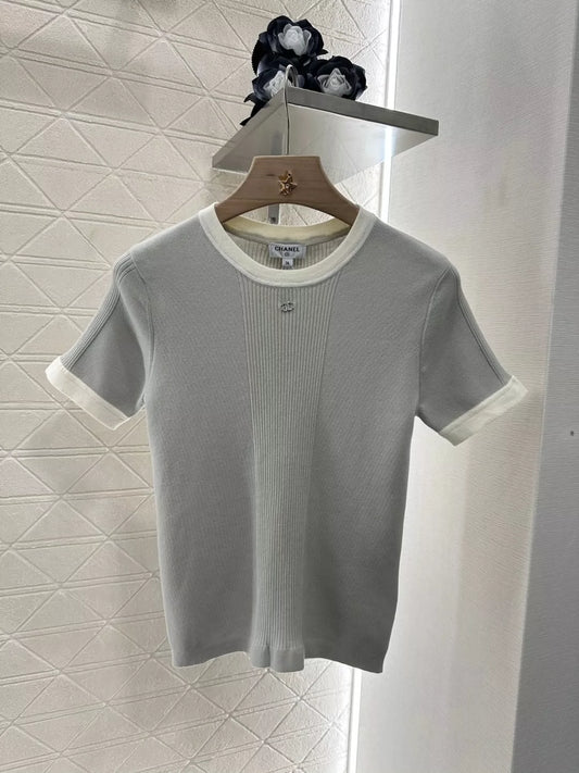 C 25 spring and summer new Slim knit short-sleeved top