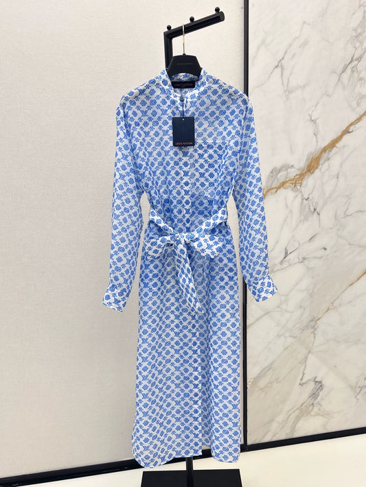 L 25 Spring/Summer New Blue Long Shirt Dresses