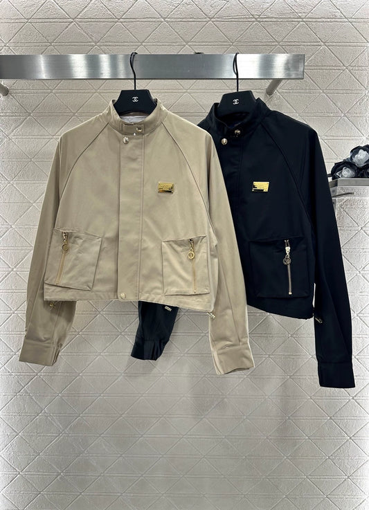 L 25 stand collar zip-up jacket