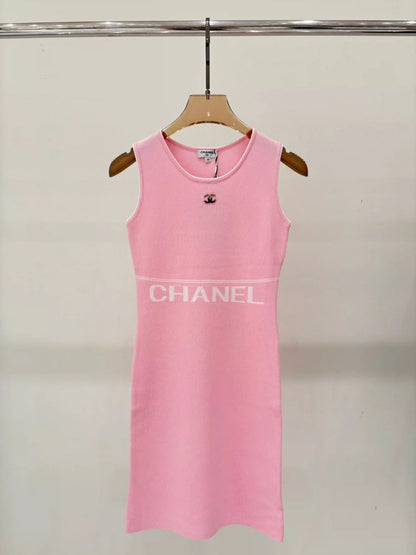 C 25 Summer new round neck letter logo jacquard simple casual knitted dress