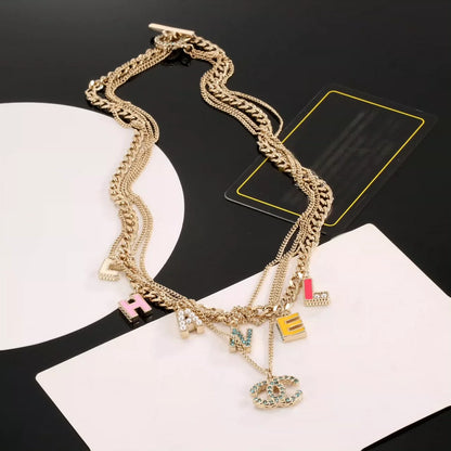 25 Summer New Multi-layer Chain Letter Necklace