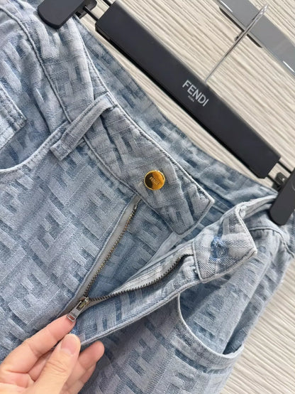 F 25 New Lettered Jacquard Zipper Lapel Short Sleeve