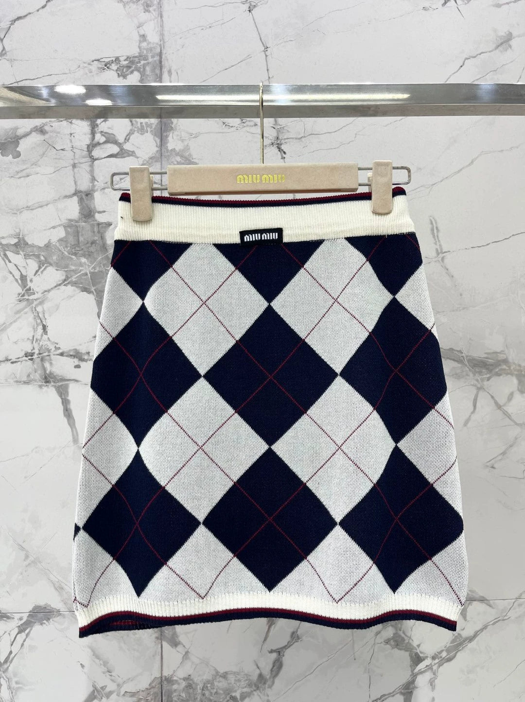 M 25 new age-reducing diamond polo collar knitted short sleeve + half-length skirt two-piece suit