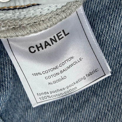 C 25fw Logo patch denim straight-leg pants