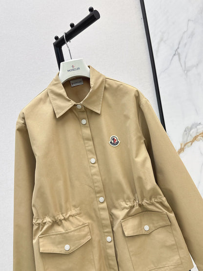 Mon 25fw New style drawstring waist mid-length trench coat