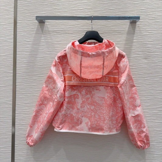 D 25 New Printed Embroidered Bee Buckle Strap Hooded Long Sleeve Jacket