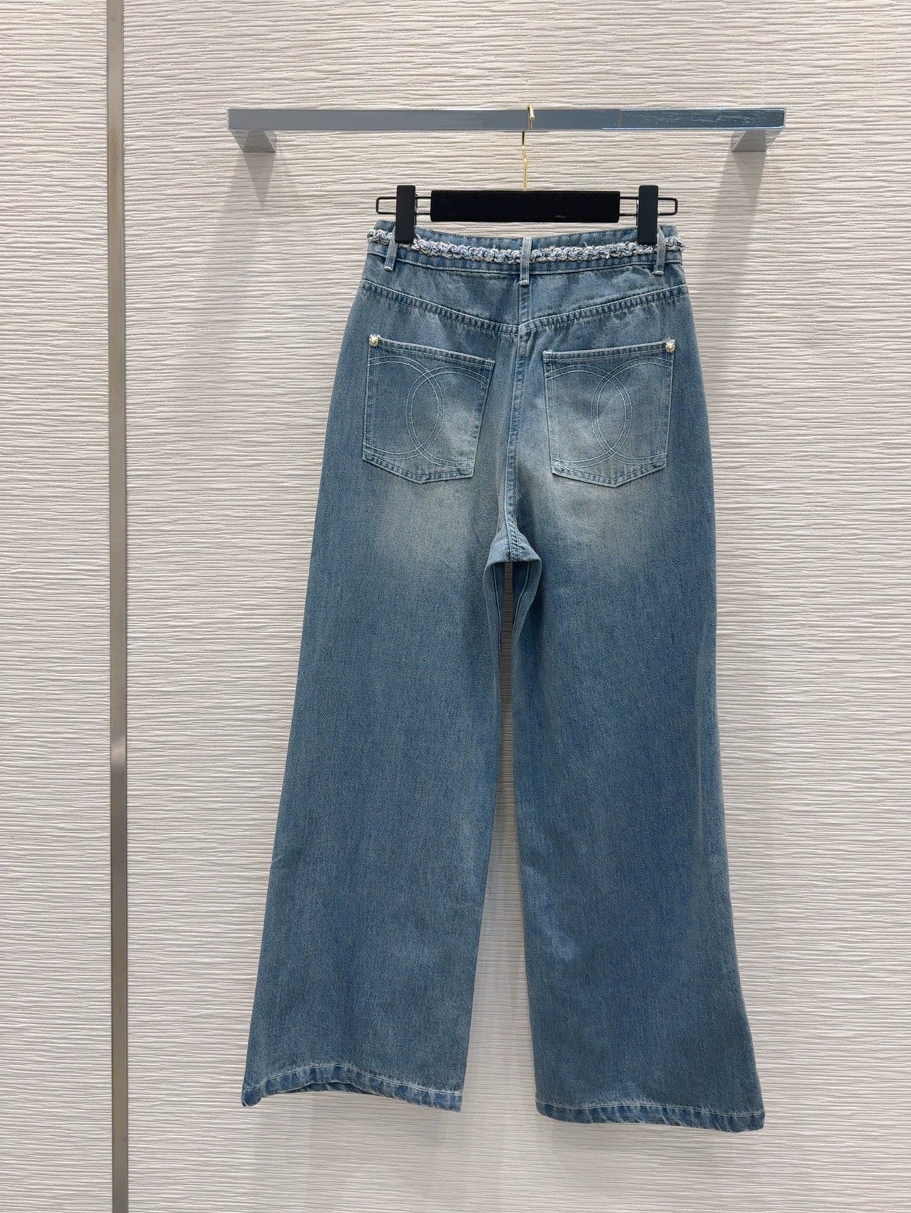C 25 New Braided Embellished Denim Trousers