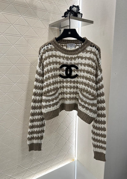 C 25 Striped Letter Knit Sweater