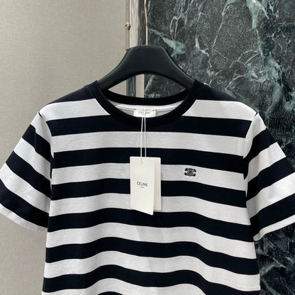 CE 25 New black and white striped short-sleeved T-shirt