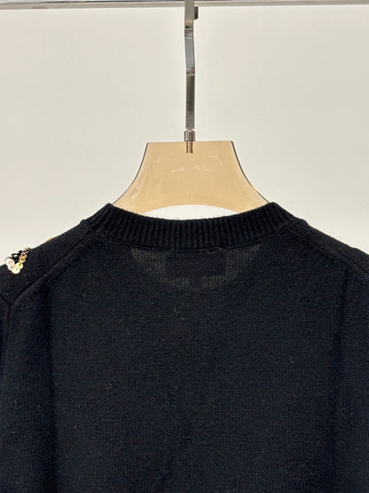 C 25 Spring and Summer New Round Neck Butterfly Floral Sequin Knitted Long Sleeve