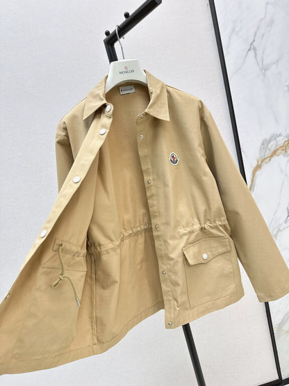 Mon 25fw New style drawstring waist mid-length trench coat