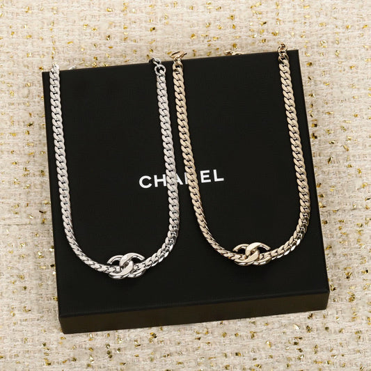 25 Summer new snake bone choker double C necklace