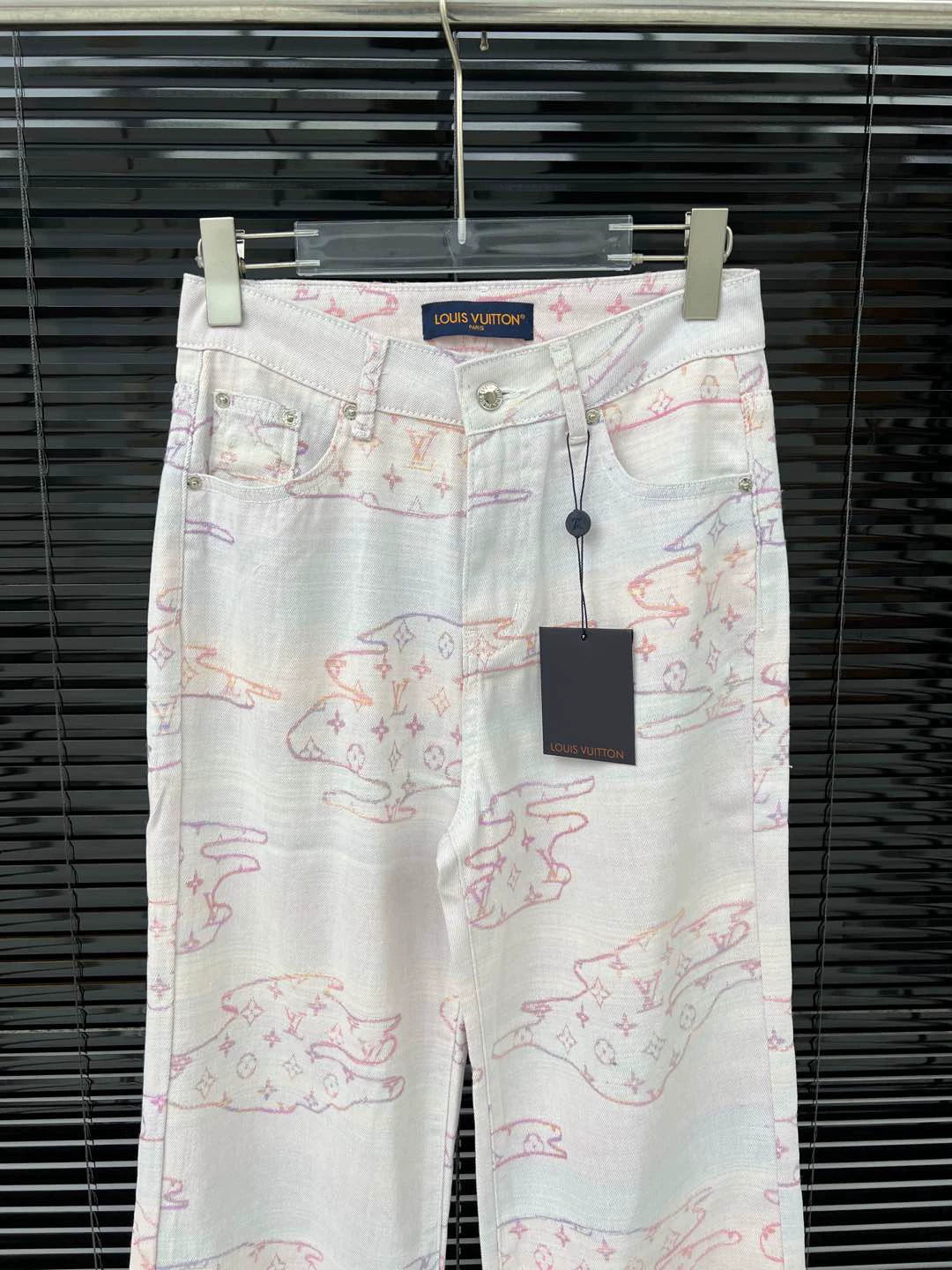 L 25 Colorful pattern jacquard denim trousers